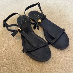 Kate Spade bow sandals navy blue gold hardware size 8.5